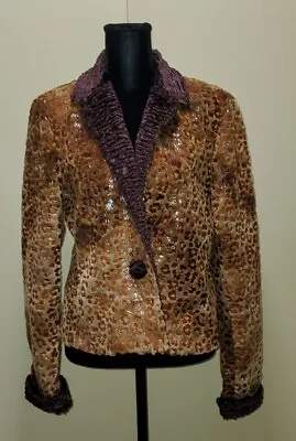 $35 • Buy Silverado Jacket Coat Women’s Cheetah Beige/Black Vintage Art Size S D74