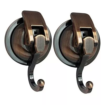 Suction Cup Hooks  Heavy Duty Vacuum Suction Shower Hooks 2 Pack Antique Brass • $16.86