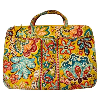 VERA BRADLEY Laptop Bag Quilted YELLOW FLORAL PAISLEY Jacobian 17x12  No Strap • $24.99