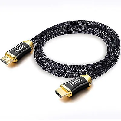 Premium 4k Hdmi Cable 2.0 High Speed Gold Plated Braided Lead 2160p 3d Hdtv Uhd • £8.99