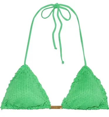 Vix By Paula Hermanny  Scales Ripple Triangle Bikini Top Kelly Green Sz L • $59
