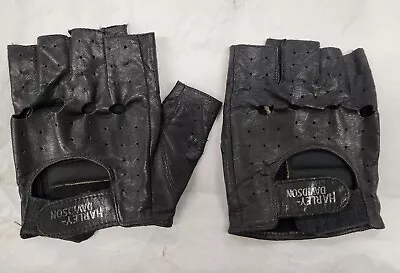  Genuine Harley-Davidson Men's Black Leather XL Fingerless Gloves Pair • $29.99