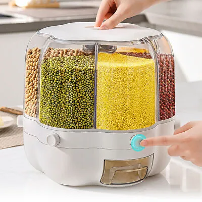 Rice Dispenser Container Cereal Box Dry Food Grain Storage Button Push Kitchen • £24.99