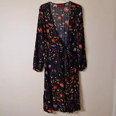 $29.97 • Buy Tigerlily Dress Women 6 Blue Floral Boho Casual Midi Wrap Long Sleeve