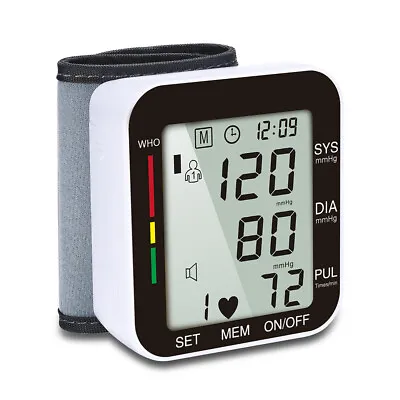 Digital LCD Automatic Blood Pressure Monitor Wrist Arm BP Machine Heart Rate • £9.87