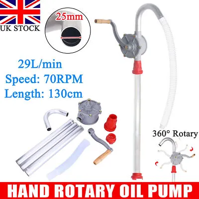 New 51  Rotary Hand Drum Barrel Syphon Self Priming Pump Diesel Fuel Oil 29L/min • £18.59