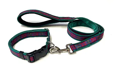 Tartan Dog Lead And Collar Set 25mm Wide Short Lead Small Medium Large Collar • £18.95