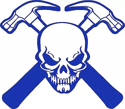 Carpenter Skull Construction Hammer Builder Car Truck Window Vinyl Decal Sticker • $16.36