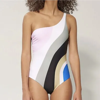 MARA HOFFMAN Swimsuit S NWOT Cher Juniper Pastel One Shoulder One Piece Resort • $75