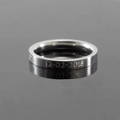 Men's Custom Personalised Engraved Silver Stainless Steel Ring Birthday Gift  • £8.99