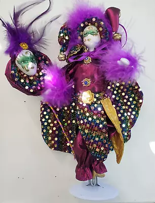 9  Porcelain Jester Doll | Purple Mardi Gras Jester Doll • $16.50