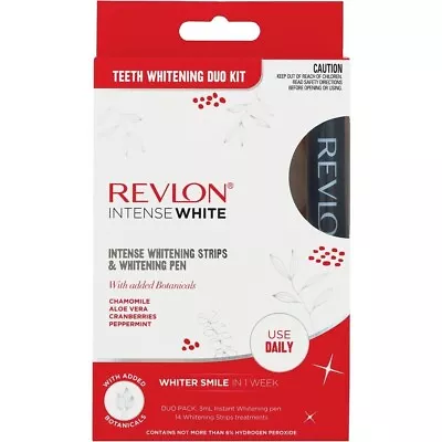 Revlon Intense White Teeth Whitening Duo Kit - Whitening Strips & Whitening Pen • $22