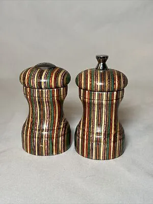 Vintage Mr. Dudley Marzo Rainbow Wooden Salt Shaker And Pepper Grinder Mill • $34.99
