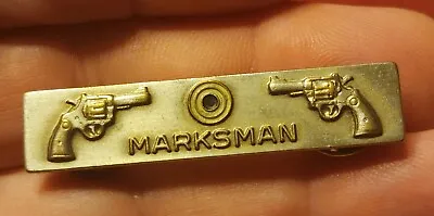 Vintage Marksman Pinback Pistol Gun Pinback - Silver Tone ~ J3-18 • $9.50