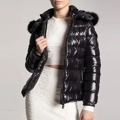 MONCLER BADYFUR Short Down Puffer Padded Jacket REAL Fox Fur Trim Coat Black 3=L • $1600