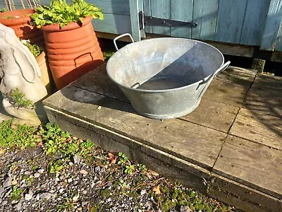 £45 • Buy Vintage French Galvanised Round Tub  / Planter