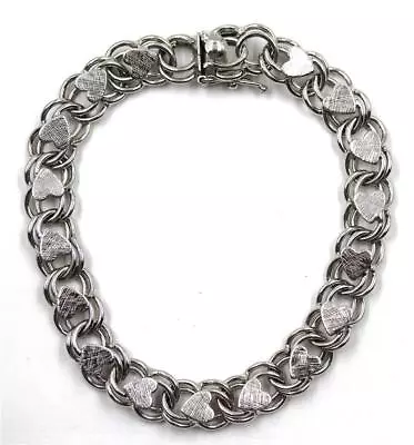 Vintage Signed Elco Sterling Silver Gorgeous Heart Design 7.5  Charm Bracelet • $49.99