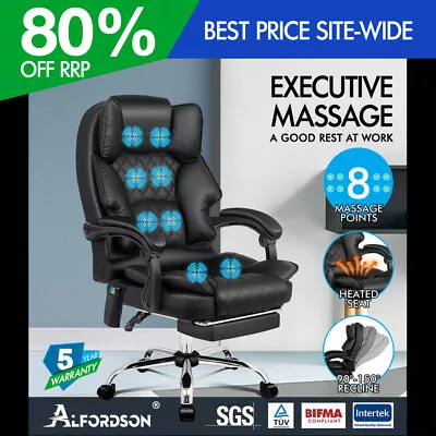 ALFORDSON Massage Office Chair Heated Seat Executive Recliner Gaming Computer • $179.95