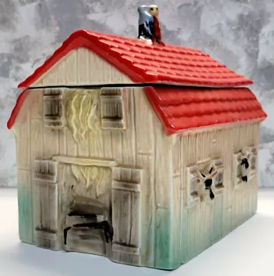 Old Mcdonald Barn Cookie Jar Vintage Regal China Farm Animals Red Roof Ceramic • $34.95