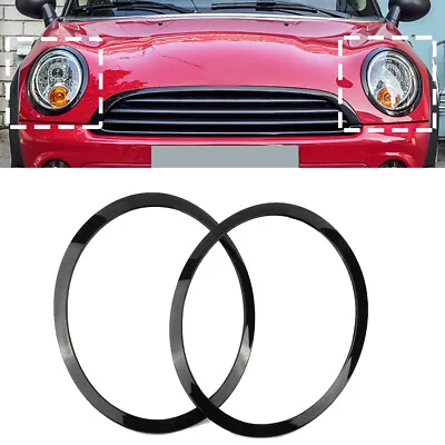 Pair Headlamp Headlight Trim Ring Round For Mini Cooper R55 R56 2007-2013 Black • $24.98