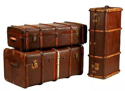Luggage Suitcases Trunks Travel Set Of 3  Medium Brown Tones Vintage!! • $3899.50