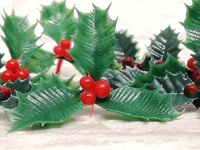 Holly Leaf Christmas Toppers 6 Or 12 Pack Holly Leaves With Berries • £4.69