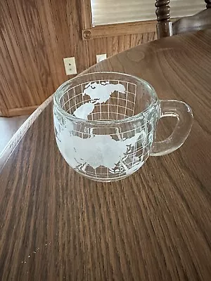 Vintage Nestle Nescafé Globe World Map Etched Glass Coffee Cup Mug • $4.99