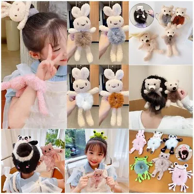 New Plush Scrunchies Elastic Hair Band Woman Girl Kid Cute Bear Frog Cat Stylish • $2.27