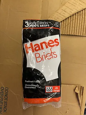 Rare Vintage New-in-package 100% Cotton Hanes Briefs (3) - 1995 - Men’s Size 34 • $19.95