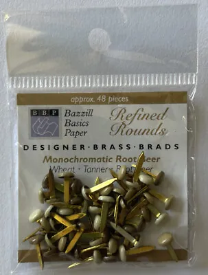 MONOCHROMATIC ROOT BEER ROUND Refined Metal Brads(48pc)Bazzill•Split-pin•Cards• • $3.29