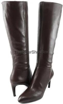 $398 VIA SPIGA CHRISTY Chestnut Leather Designer Knee High Boots 8.5 • $99.99