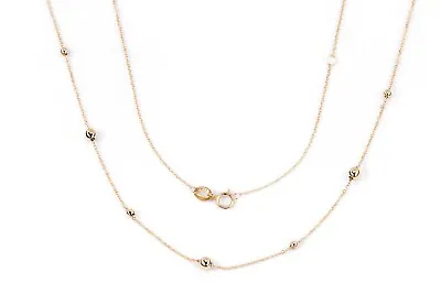 9ct Yellow Gold Ball Charm Necklace 45cm Long By Citerna • £69.95