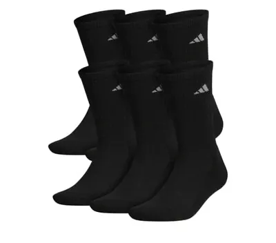 Adidas Men's Athletic Cushioned Crew Socks Arch Compression Black 6 Pairs Size L • $9.95