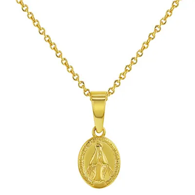 Gold Plated Miraculous Virgin Mary Oval Medal Pendant Necklace For Girls 18  • $8.99