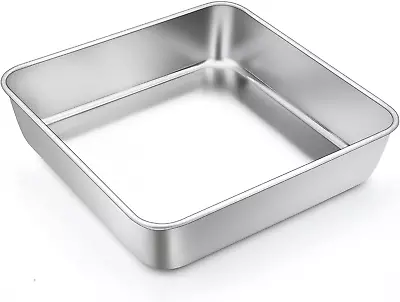 Teamfar Square Cake Pan 9 Inch Stainless Steel Square Baking Roasting Pan For C • $16.88