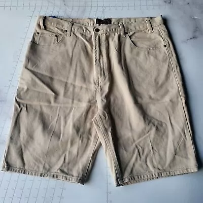 New Vintage Route 66 Shorts Size 38 Beige Relaxed Summer Beach Canvas 10  Tag 40 • $19.30