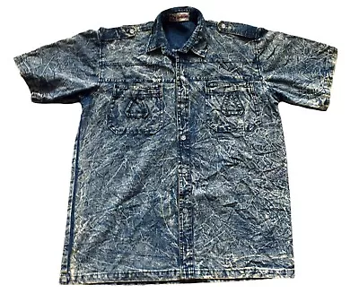 Mens Vintage 80s 90s Blue Denim Acid Wash Shirt Retro M 38  • £4.95