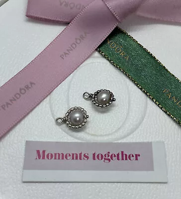 $79 • Buy Pandora Beaded Compose Pink Mauve Pearl Ornament Earrings 290618 Authentic Ale