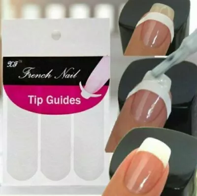 French Tip Stencil Guides Nail Art Stickers Template Manicure Tool Oval Lines • £2.10