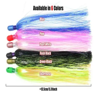 6/10/12pcs Mylar Flash Teaser Tail Jig Head Big Fishing Lure Flasher Skirt New • $20.66