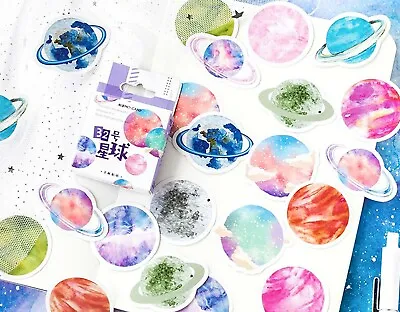 PLANET STICKERS Astronomy Space Moon Travel Scrapbook Journal Diary Craft Deco • £3.09