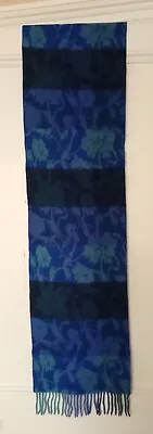 £4.50 • Buy Tie Rack Shades Of Blue Pure Lambswool Scarf Floral Tassels 
