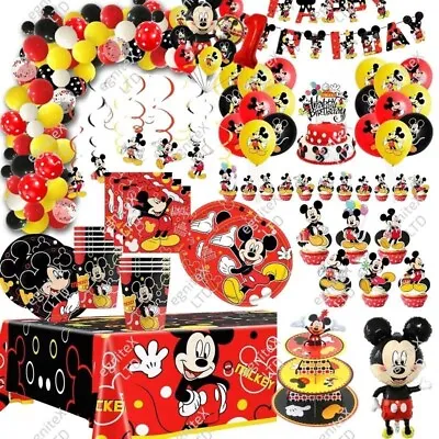 Disney Mickey Mouse Birthday Decorations Party Tableware Supplies Balloons • £21.99