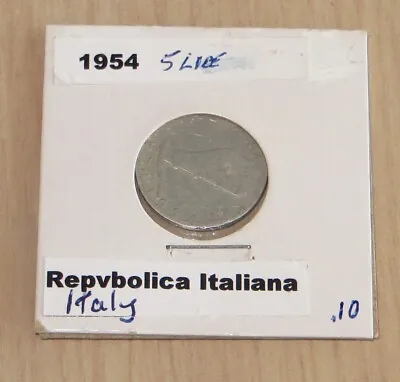  1954 Italy 5 Lire coin 6P17 Very Nice • $2.99
