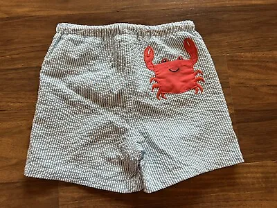 Mini Boden Seersucker Poly Cotton Blend Seersucker Swim Trunks 3-4Y Runs Big • $20