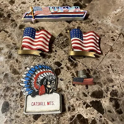 Lot Of 5 VTG Fridge Magnets American FlagsCatskill Mts.USA Boat • $20