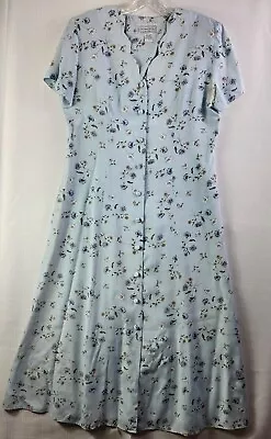 Vintage 1980s E.D. Michaels By Melanie Drucker Blue Floral Dress Gown Sz 14 • $24.99