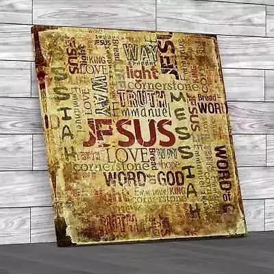 Jesus Christian Sayings Square Canvas Print Large Picture Wall Art • £22.95