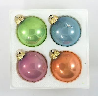 Christmas Ornaments Pastel Glass Kerbs Original Box Vintage Lot Of 4 • $17.99