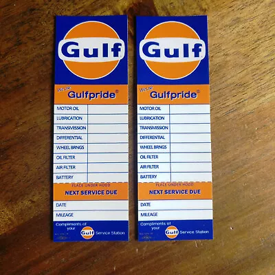 Pair Gulf Oil Change Label Sticker Replica Door Jamb Oil Collectible Rod Vintage • $4.19